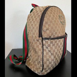 GUCCI Brown Monogram GG Canvas Backpack